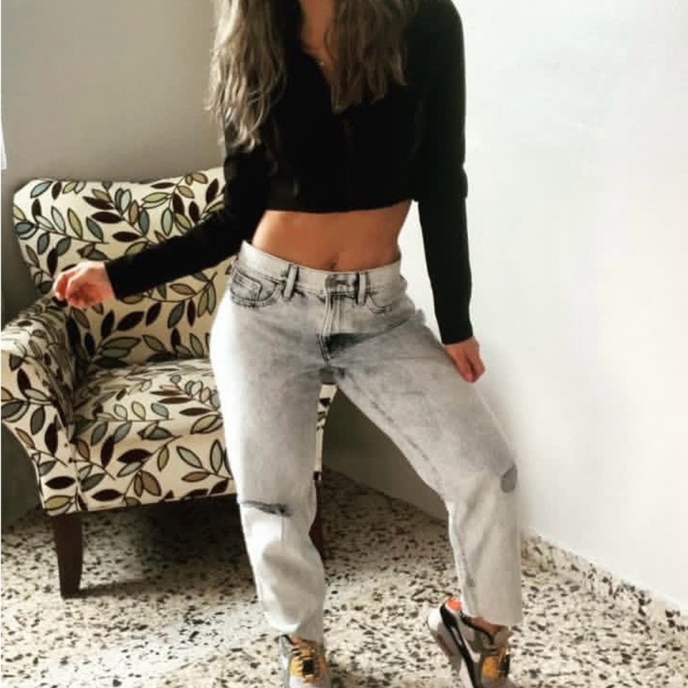 Black Cropped Women's Jacket with Zipper Front